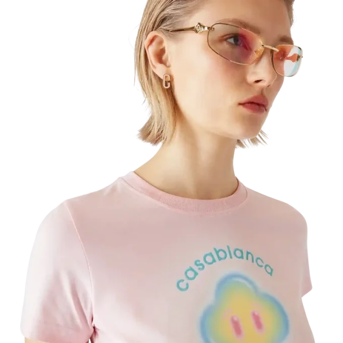 Airbrush Smiley getailleerd Short T-shirt met korte mouwen