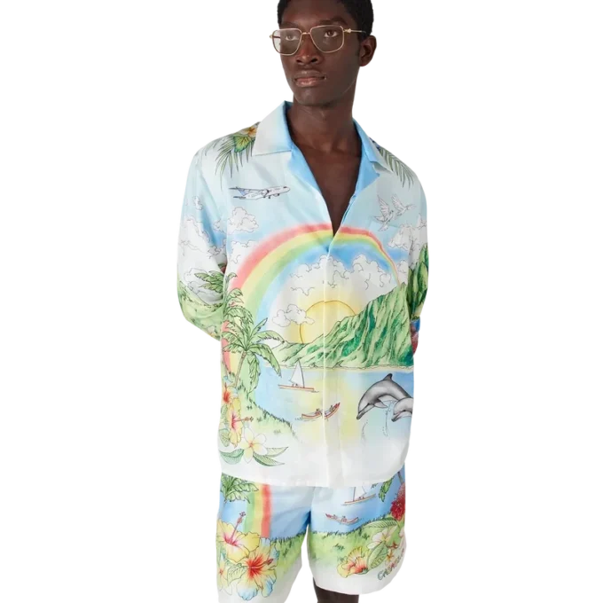 Aloha zijden overhemd met lange mouwen