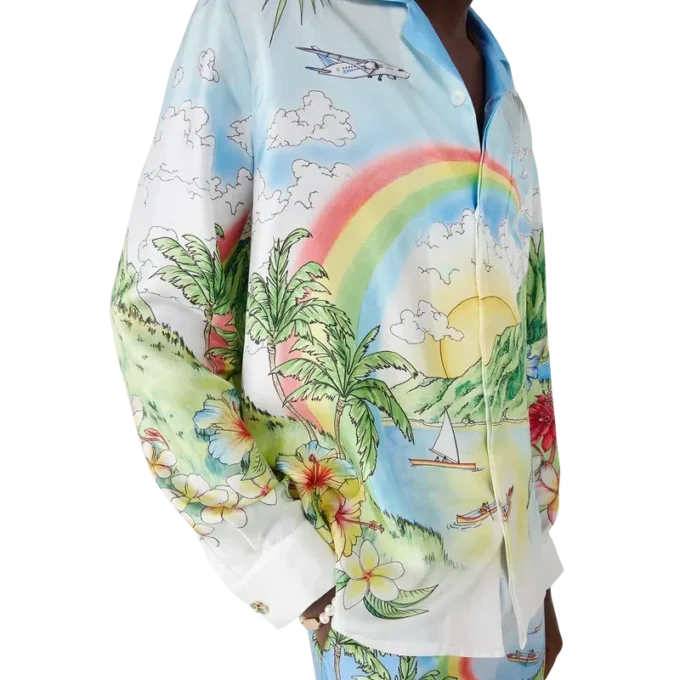 Aloha zijden overhemd met lange mouwen