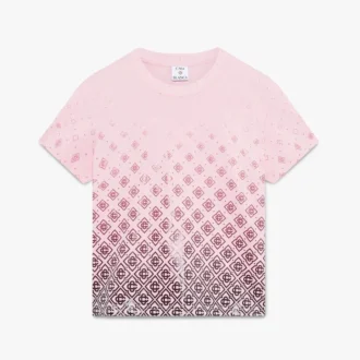 Aubergine T-shirt met korte mouwen en monogram in kleurverloop