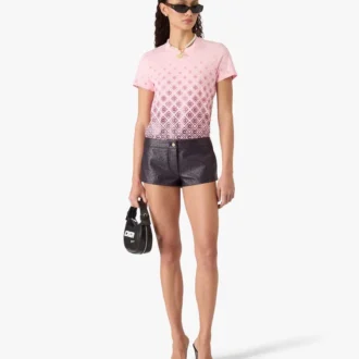 Aubergine T-shirt met korte mouwen en monogram in kleurverloop