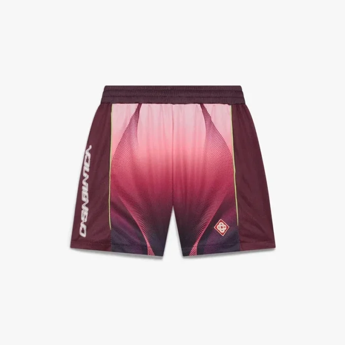 Aubergine voetbalshort met kleurverloop