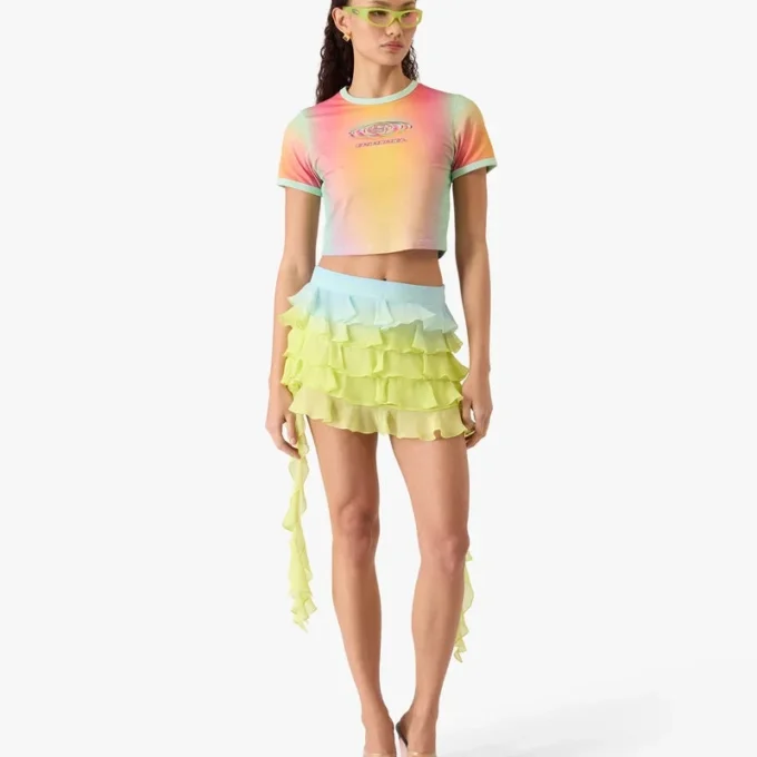 Baby-T-shirt met korte mouwen en glasgradiëntprint op de shorts