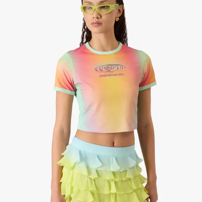 Baby-T-shirt met korte mouwen en glasgradiëntprint op de shorts