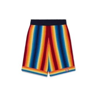 Badstofshort met kleurverloopstrepen