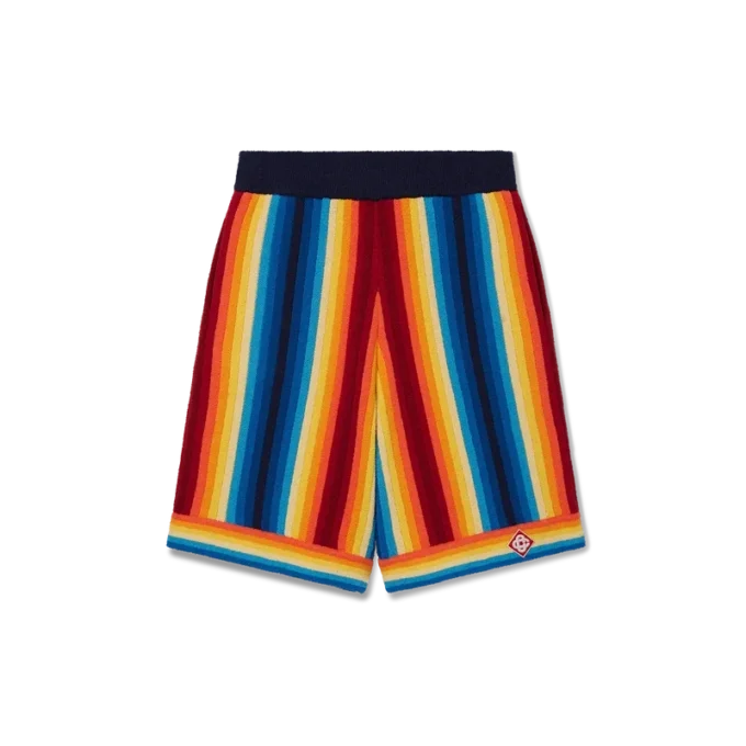 Badstofshort met kleurverloopstrepen