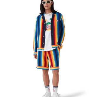 Badstofshort met kleurverloopstrepen