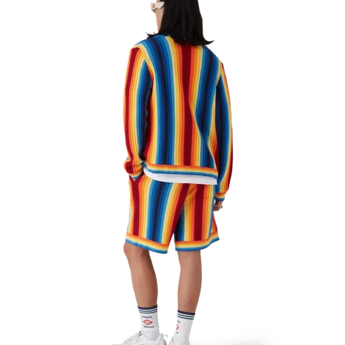 Badstofshort met kleurverloopstrepen