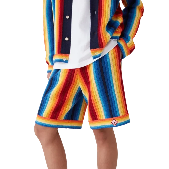 Badstofshort met kleurverloopstrepen