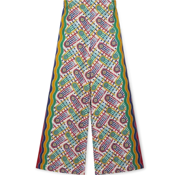 Bedrukte broek met wijde pijpen Bedrukte broek met wijde pijpen