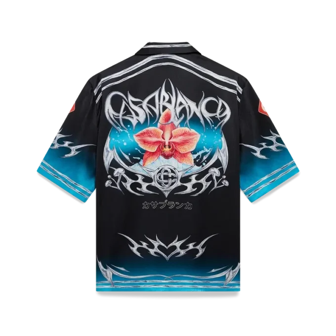 Blades zijden satijnen overhemd met korte mouwen