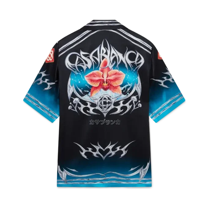 Blades zijden satijnen overhemd met korte mouwen