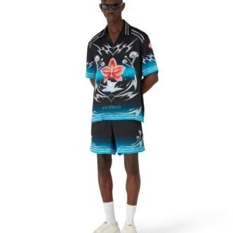 Blades zijden satijnen overhemd met korte mouwen