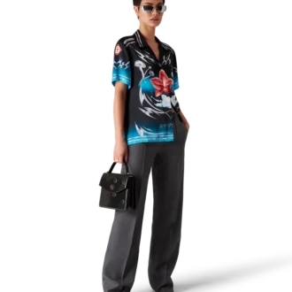 Blades zijden satijnen overhemd met korte mouwen