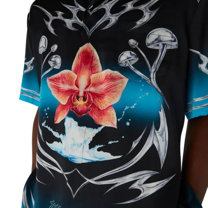 Blades zijden satijnen overhemd met korte mouwen