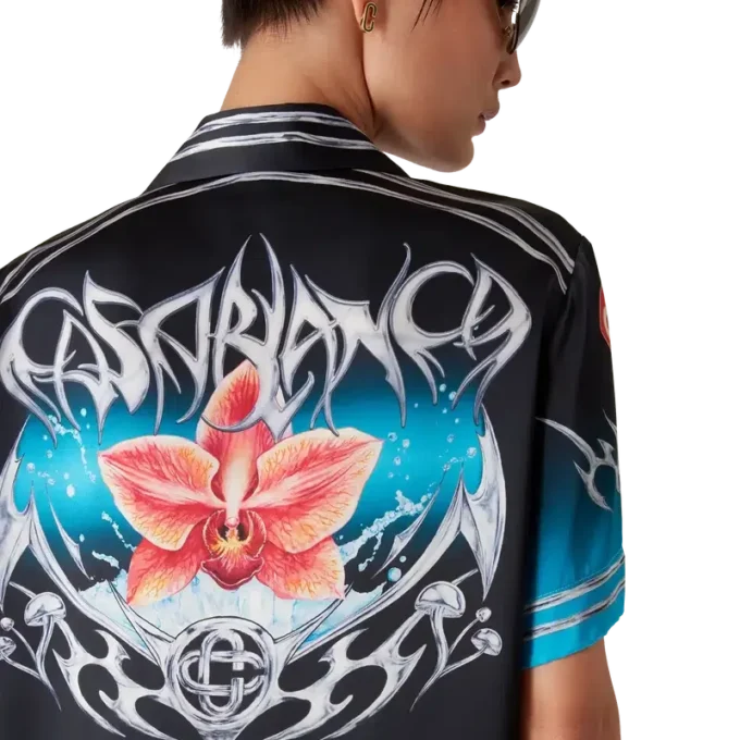 Blades zijden satijnen overhemd met korte mouwen