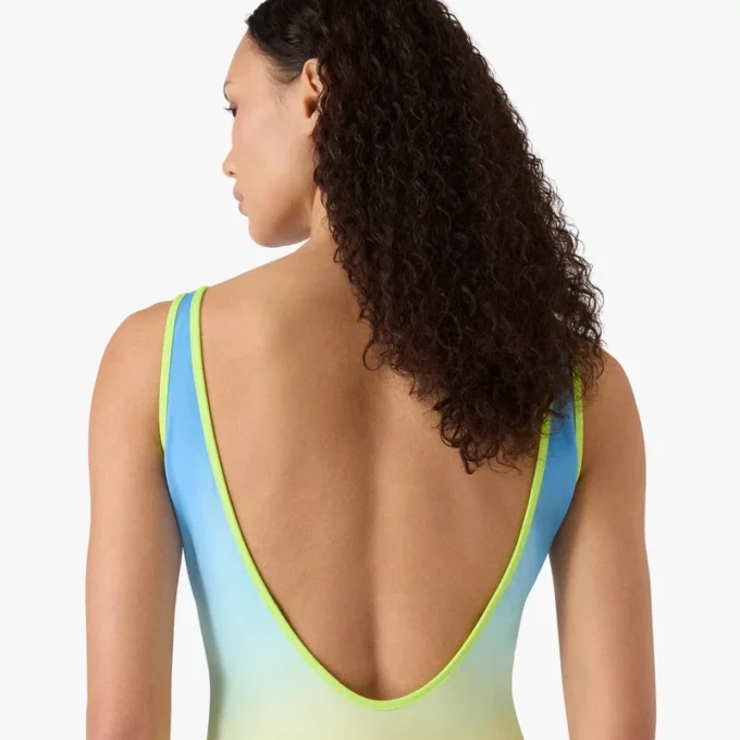 Blauw-geel zwempak met kleurverloop