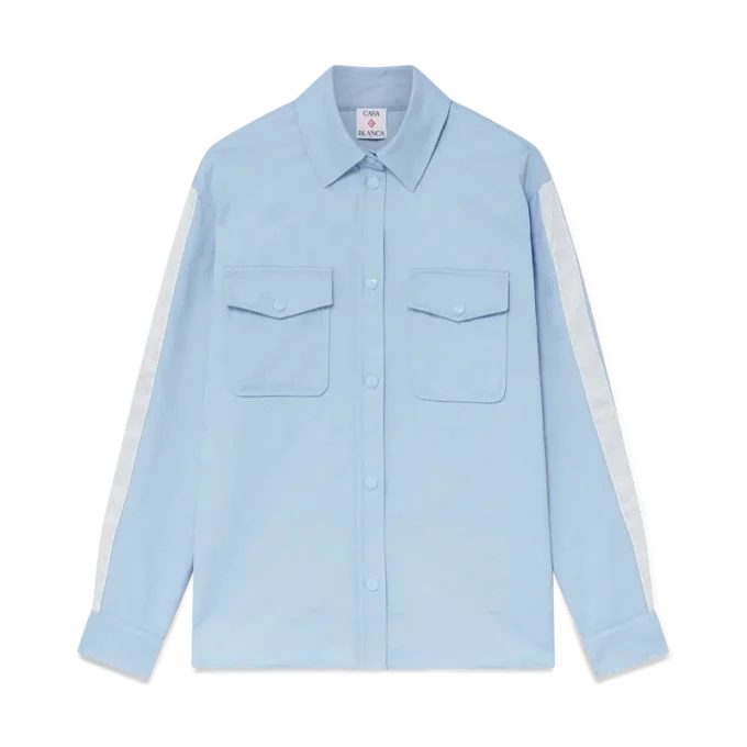 Blauw monogram overhemd met lange mouwen Blauw monogram overhemd met lange mouwen