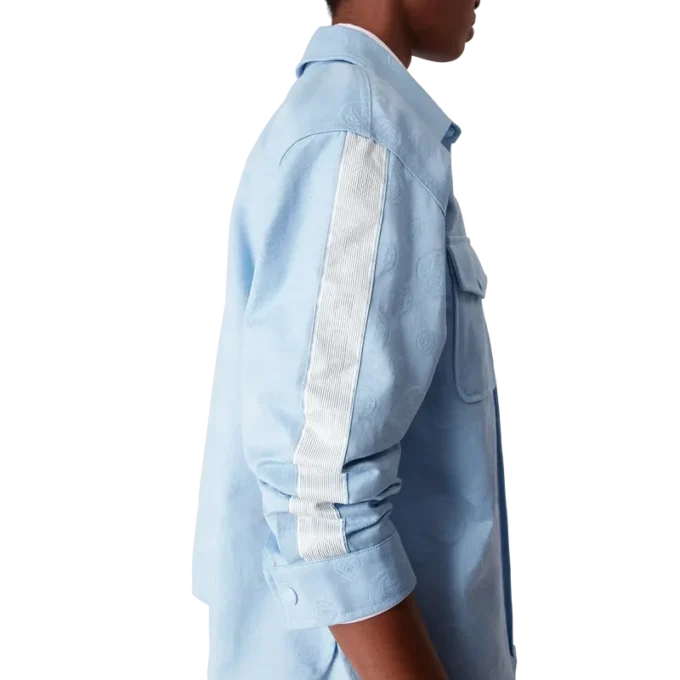 Blauw monogram overhemd met lange mouwen Blauw monogram overhemd met lange mouwen