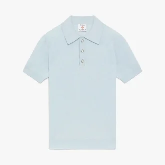 Blauw Pointelle Monogram poloshirt met korte mouwen