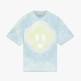 Blauw tie-dye oversized CC Smile T-shirt met korte mouwen