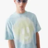 Blauw tie-dye oversized CC Smile T-shirt met korte mouwen Blauw tie-dye oversized CC Smile T-shirt met korte mouwen