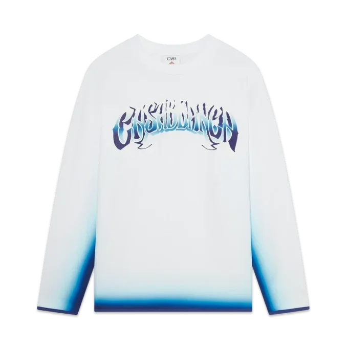 Blauw vervaagd T-shirt met lange mouwen