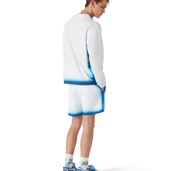 Blauw vervaagd T-shirt met lange mouwen