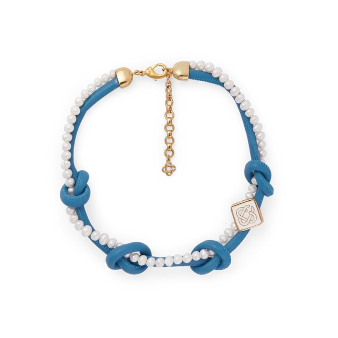 Blauwe geknoopte ketting