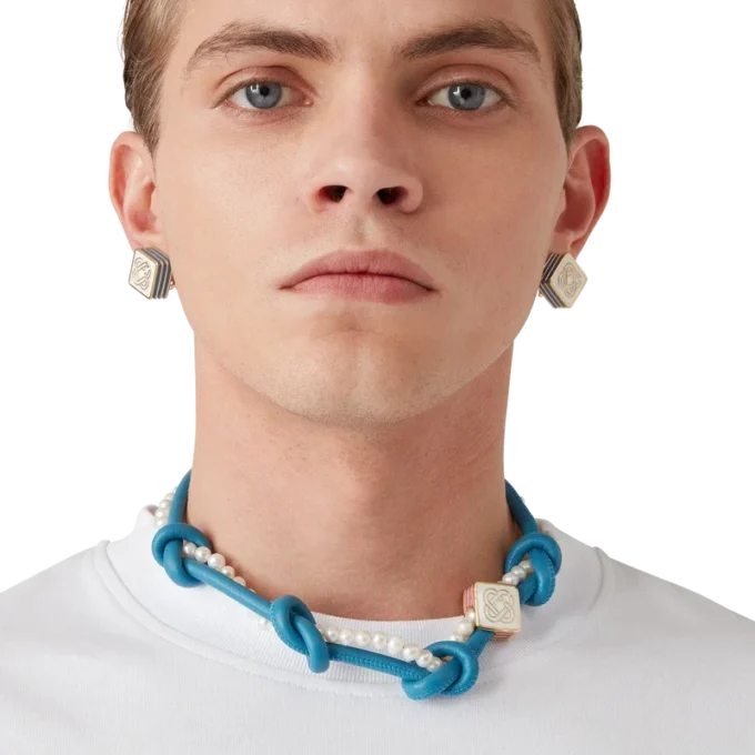 Blauwe geknoopte ketting