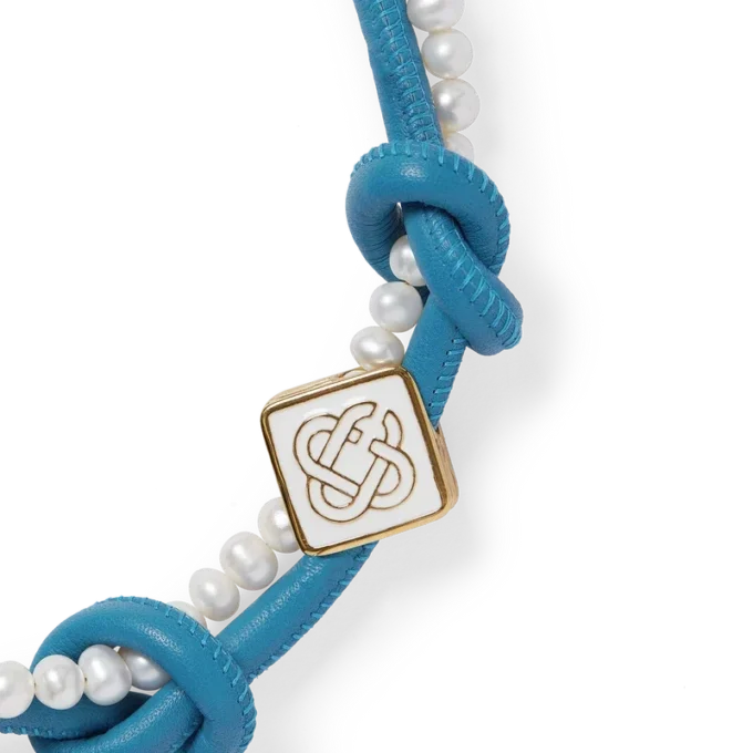 Blauwe geknoopte ketting