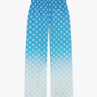 Blauwe zijden broek met Diamond Monogram in kleurverloop