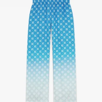 Blauwe zijden broek met Diamond Monogram in kleurverloop