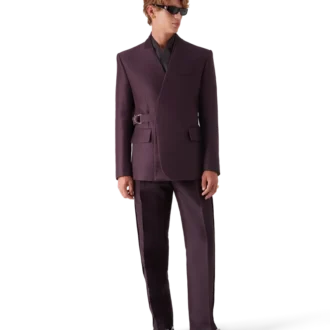 Blend getailleerde wollen zijstreepbroek van zijde