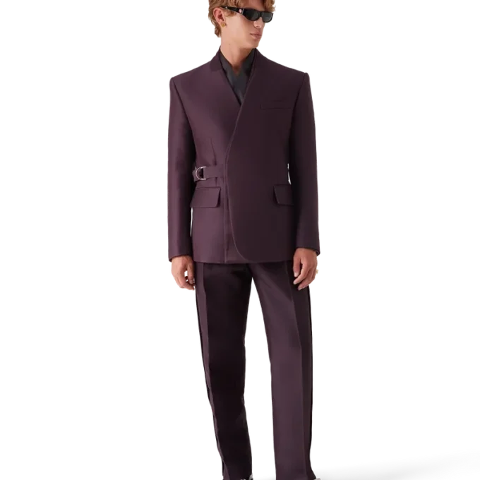 Blend getailleerde wollen zijstreepbroek van zijde