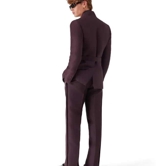 Blend getailleerde wollen zijstreepbroek van zijde