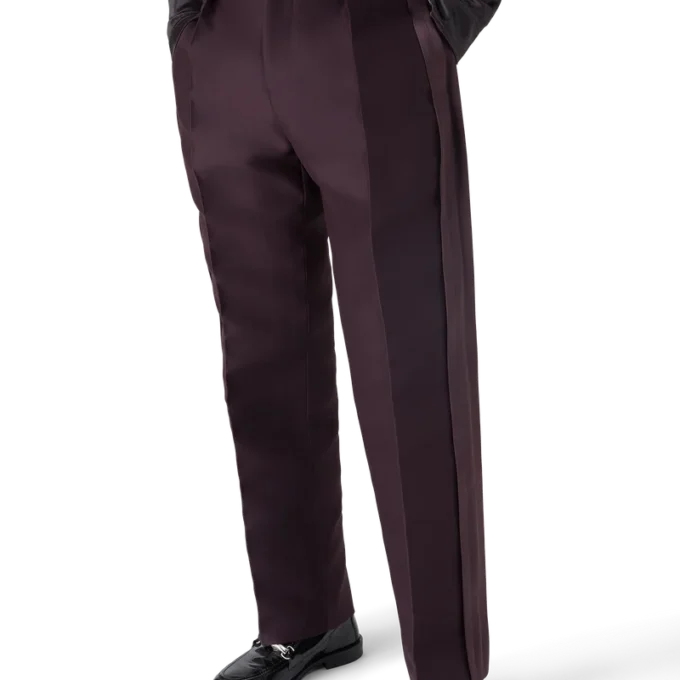 Blend getailleerde wollen zijstreepbroek van zijde