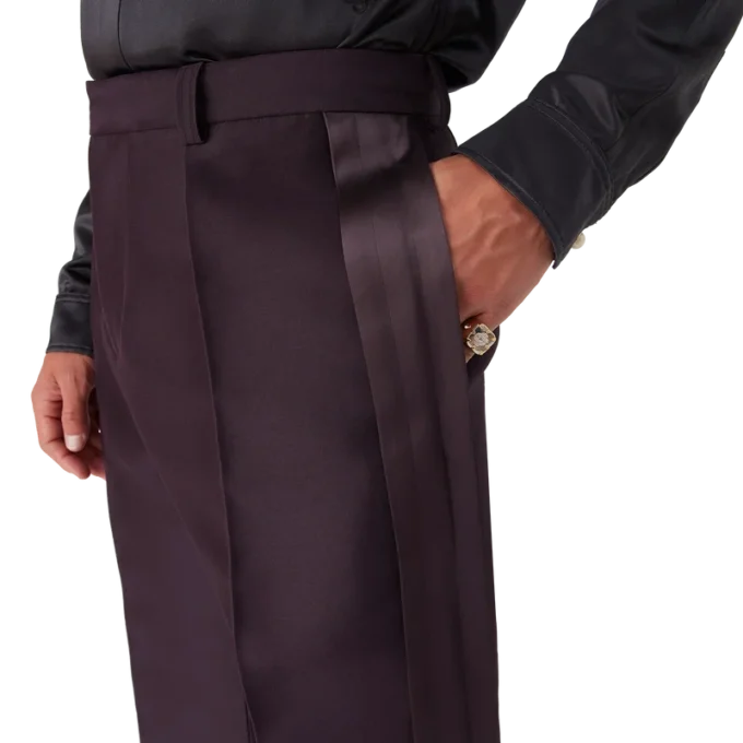 Blend getailleerde wollen zijstreepbroek van zijde