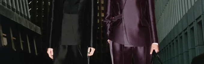 Blend getailleerde wollen zijstreepbroek van zijde