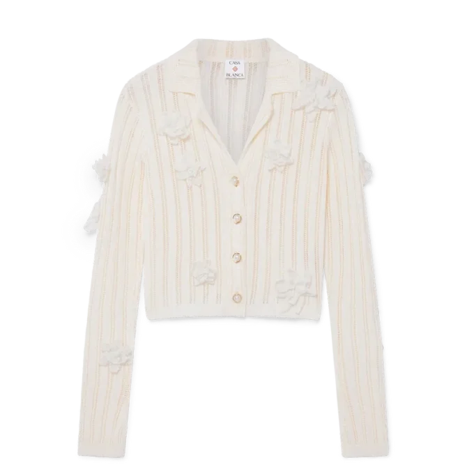 Bloemenkant gebreid overhemd