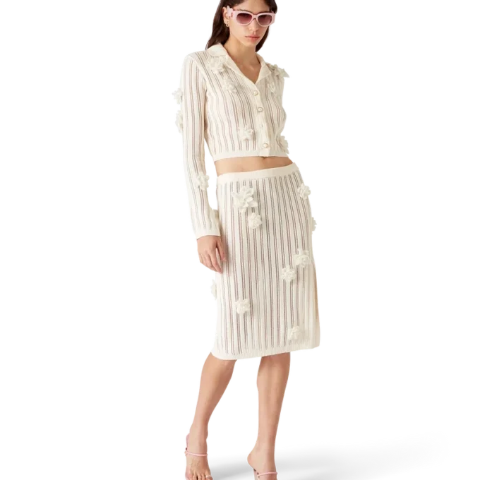 Bloemenkant gebreid overhemd