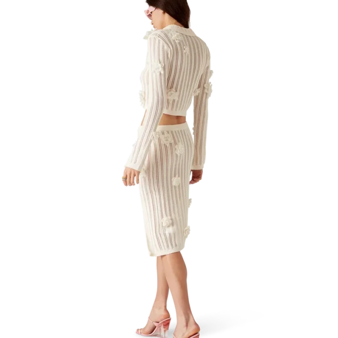 Bloemenkant gebreid overhemd