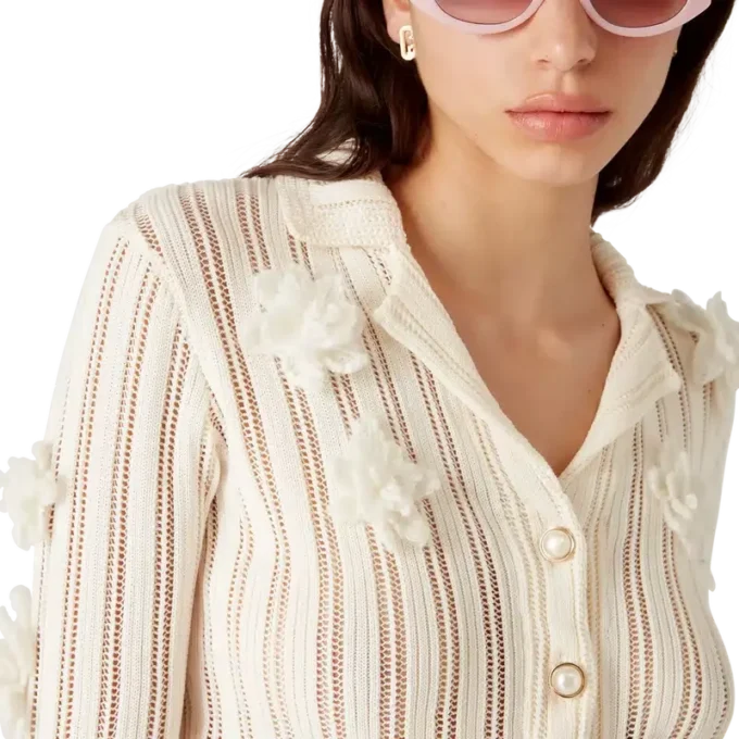 Bloemenkant gebreid overhemd