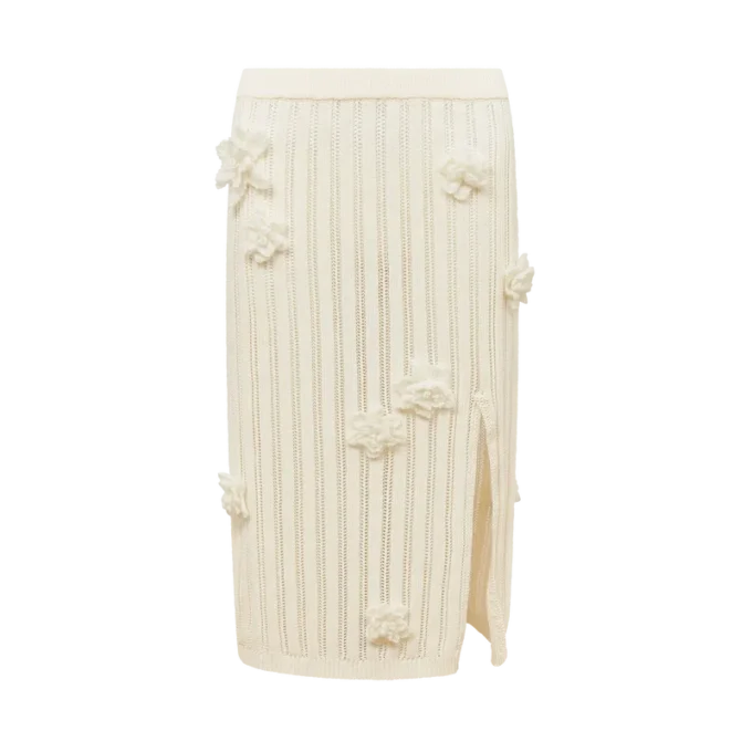 Bloemenkant gebreide rok