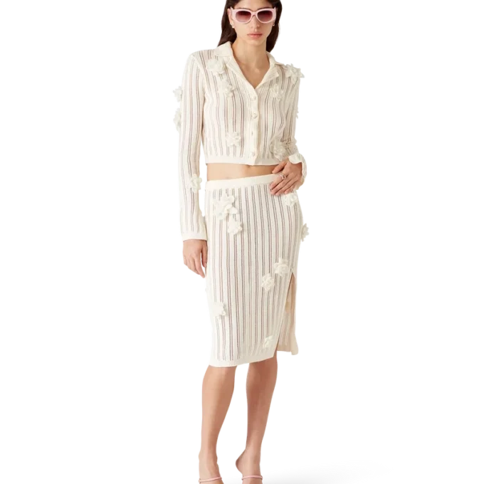 Bloemenkant gebreide rok