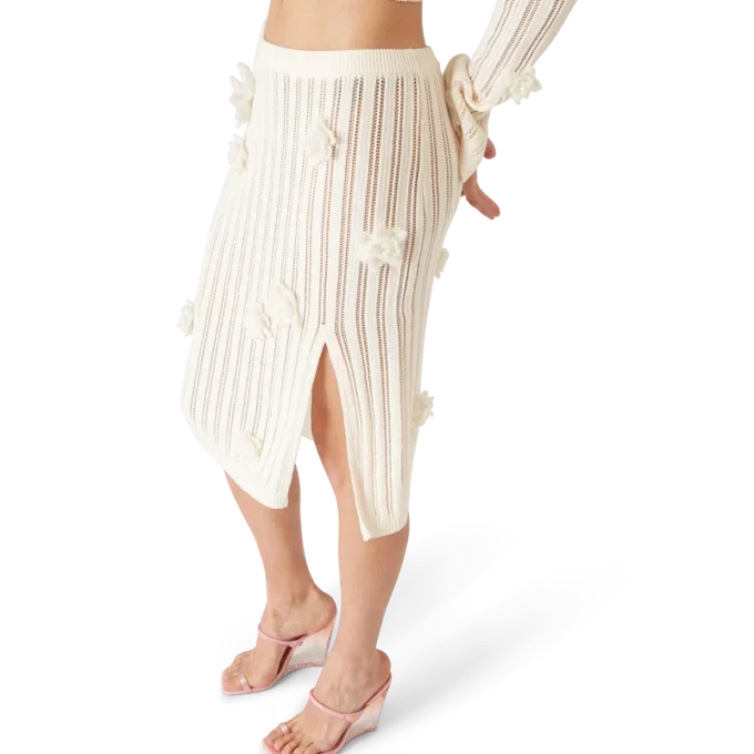 Bloemenkant gebreide rok