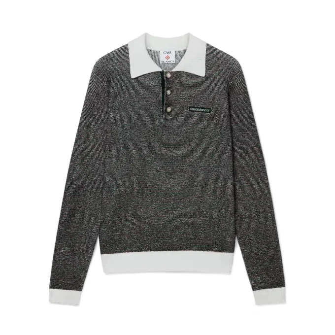 Bouclé gestreept poloshirt met lange mouwen