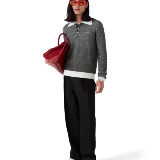 Bouclé gestreept poloshirt met lange mouwen