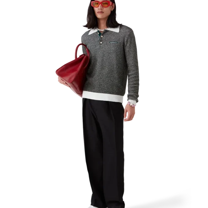 Bouclé gestreept poloshirt met lange mouwen