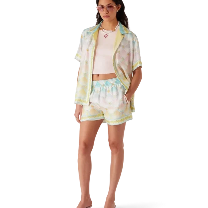 Candy Icons zijden twill overhemd met korte mouwen